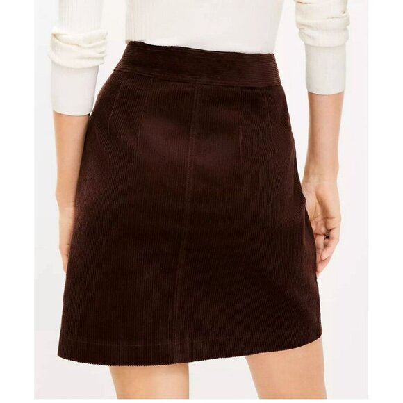 Ann Taylor LOFT Womens Skirt Size 6 Brown Corduroy Pockets Gold Buttons - Picture 2 of 7